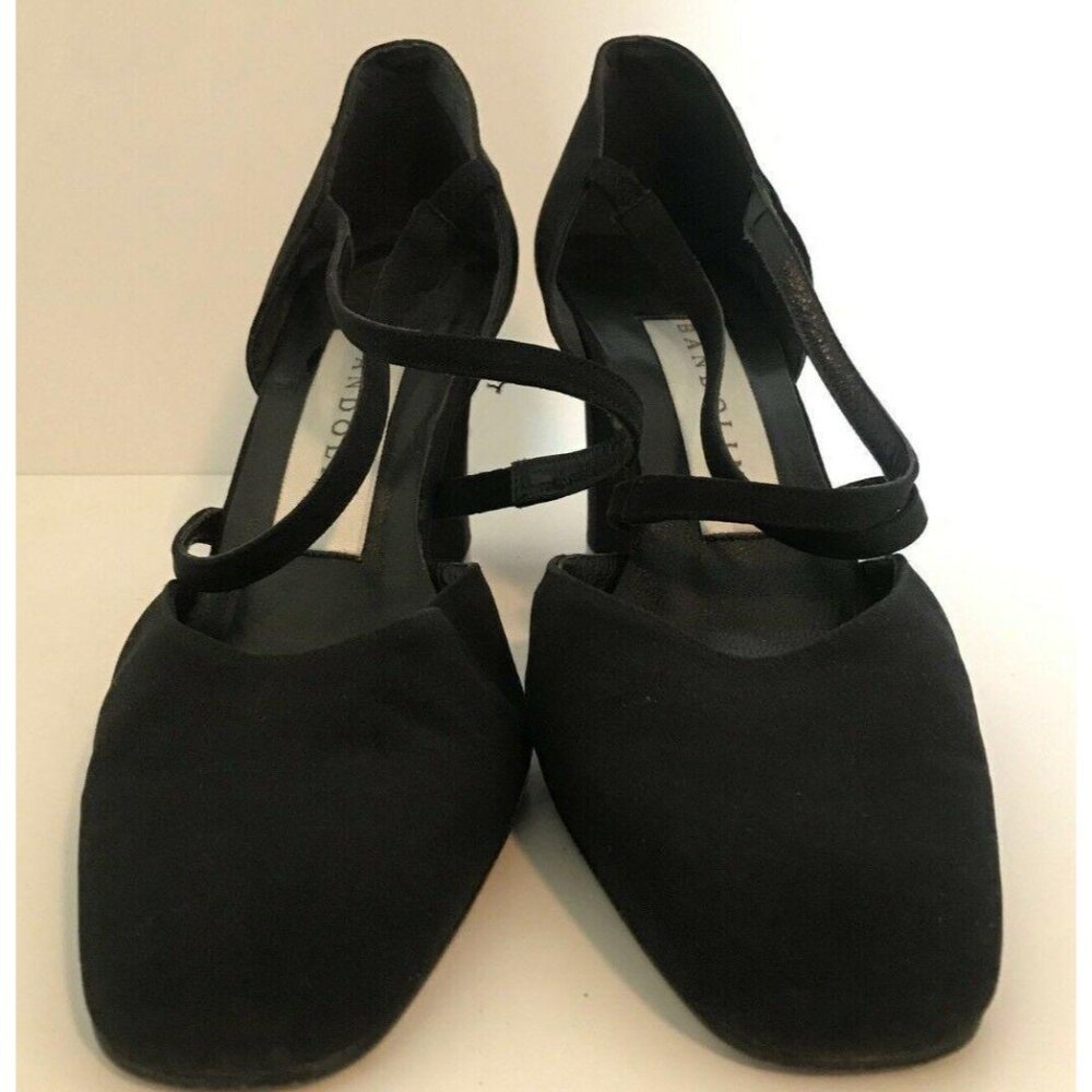 Bandolino Womens Black Suede Strappy Crisscross Straps Block Heel Size 9